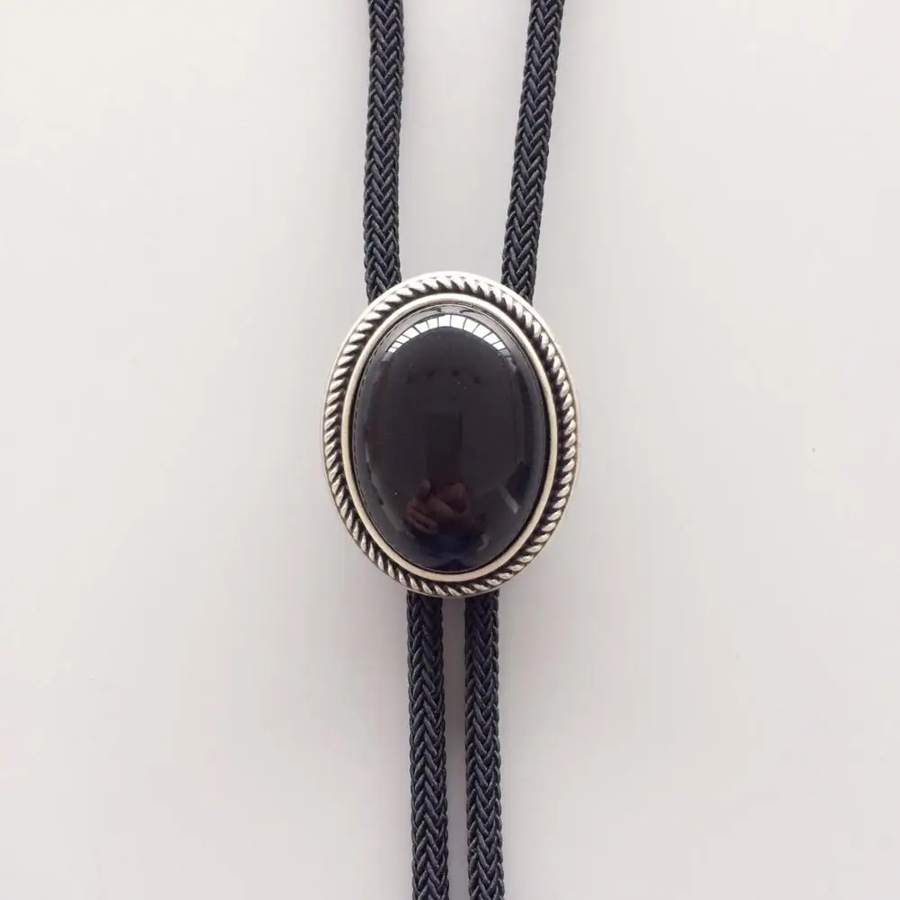 New JEAN'S FRIEND Original Nature Black Obsidian Stone Oval Wedding Bolo Tie Necklace BOLOTIE-069 | Аксессуары для одежды