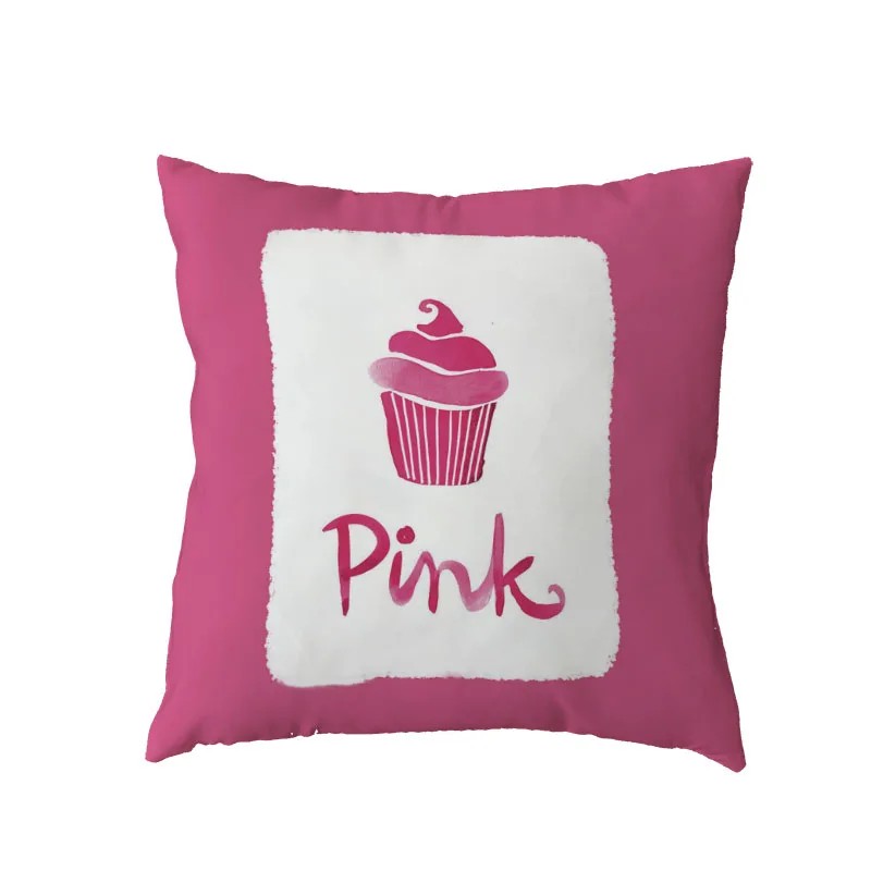 

Creative White Throw Cushion Cover Colorful Flowers Cake Candle Biscuit Home Bedroom Drom Children's Gift Decoration Pillow Case