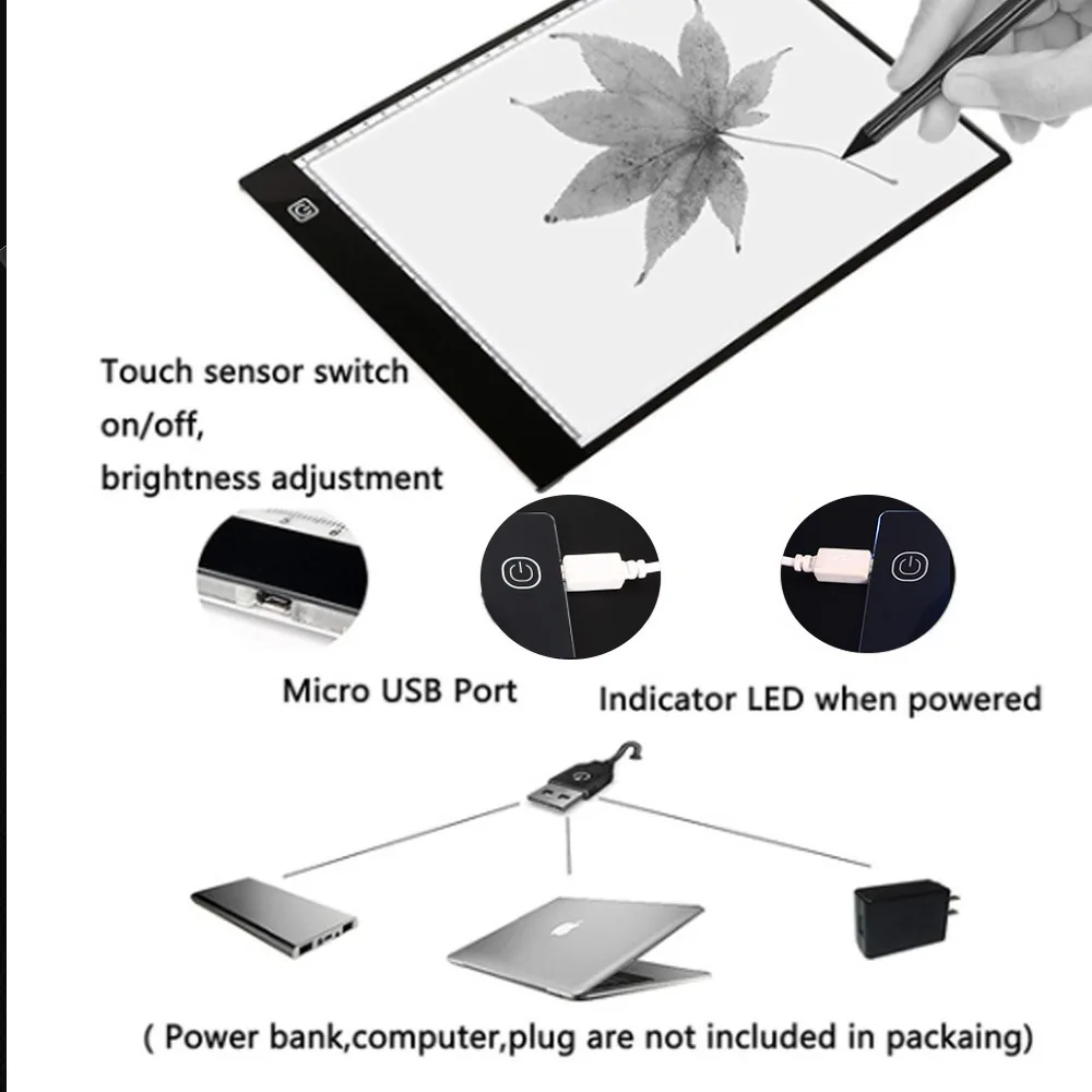 А4 ультратонкий мини цифровой графический планшет для рисования СВЕТОДИОДНАЯ