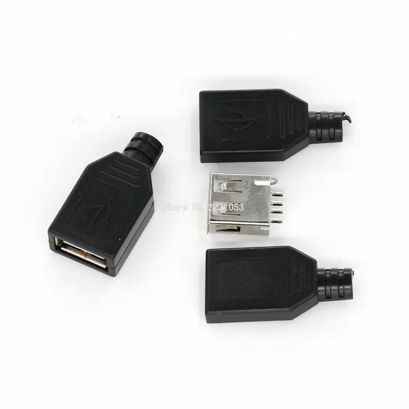 10 шт./лот тип A гнездо USB 4 контактный разъем с черной пластиковой
