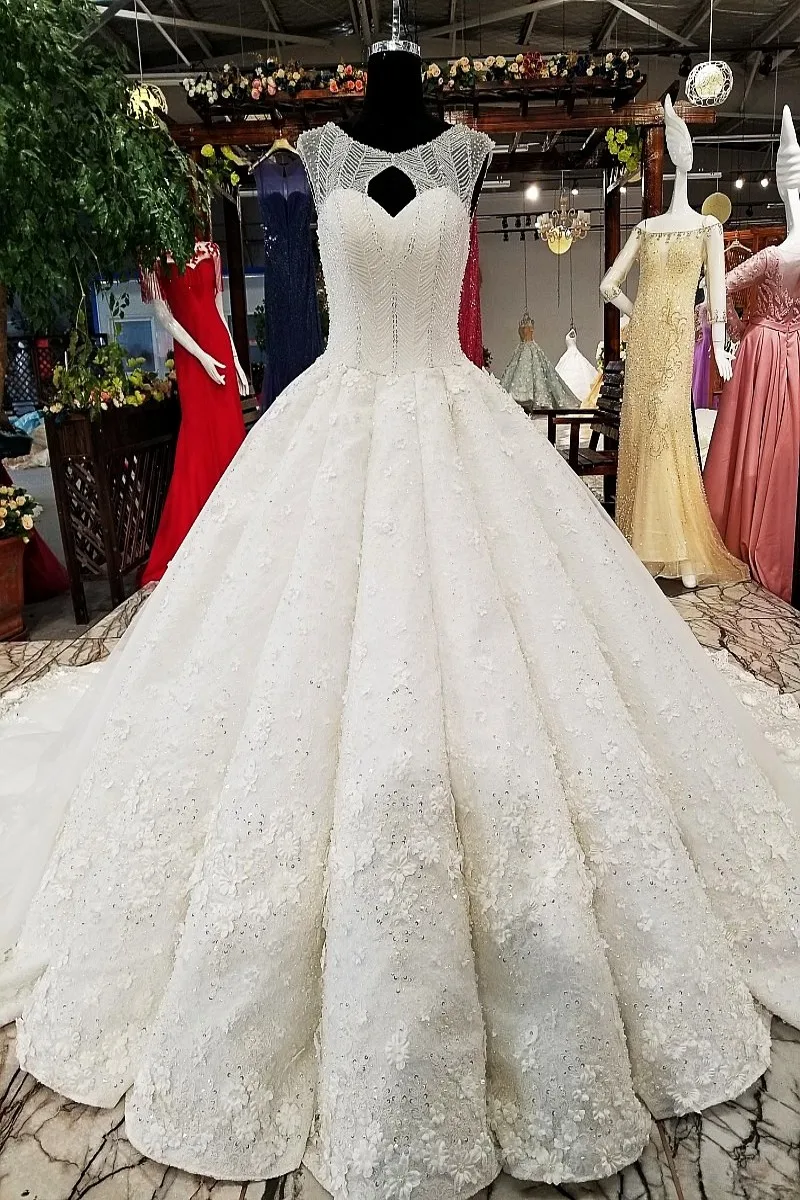 2018 роскошное свадебное платье цвета слоновой кости без рукавов с волнами в