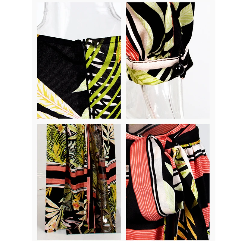 

2019 Fashion Summer Vintage Style Sexy V-neck Cut Out Straps Long Sleeves Open Geometric Print Beach Long Dress Elegant Vestidos