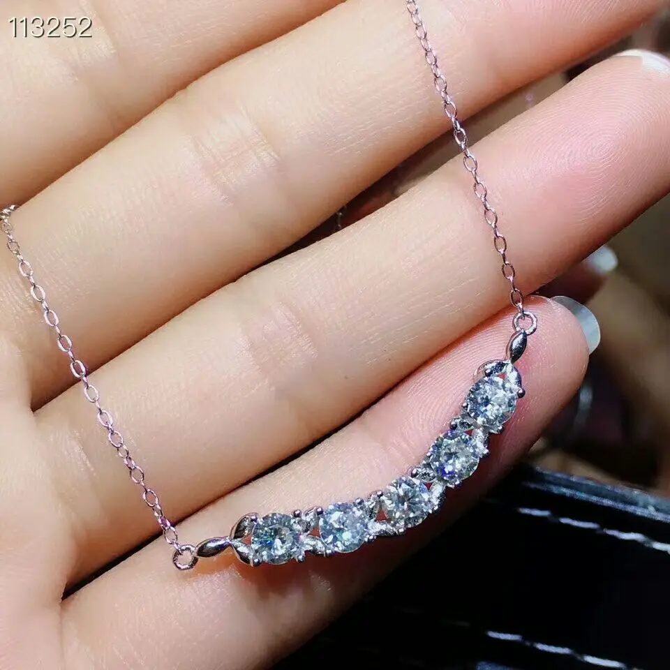 Necklace MeiBaPJ настоящий муассанит драгоценный камень Ювелирный Набор 925 Чистое серебро Кольцо Кулон ожерелье 2 шт. костюмы Свадебные ювелирные изделия для женщин - Цвет камня: Necklace