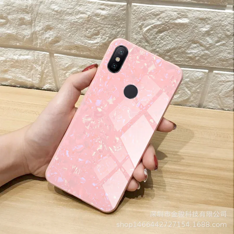 Роскошный чехол из закаленного стекла с ракушками для Red mi 7 Note Pro 6 противоударный