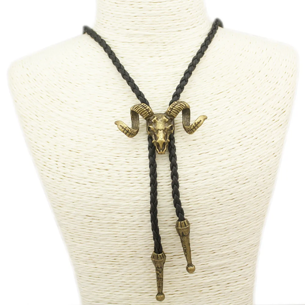 Мужской кожаный галстук с серебряным покрытием и черепом|western jewelry|men jewelryjewelry men |