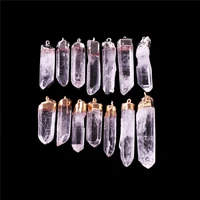 wholesale 12pcslot natural gem stone irregular clear quartz white crystal point pendant pendulum for necklace free shipping