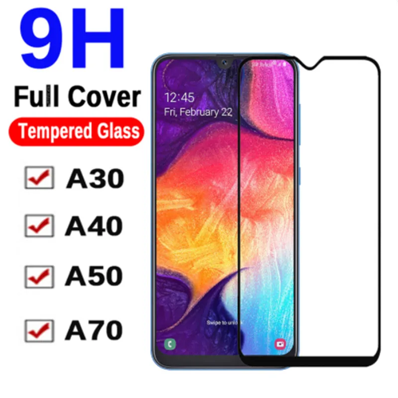 Защитное стекло 9H на A50 закаленное для Samsung Galaxy A30 A40 A70 SamsungA10 50 40 30 70 A505 A505F