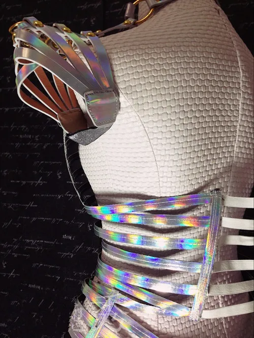 Ночной клуб бар новинка женские сексуальные костюмы серебряное лазерное зеркало