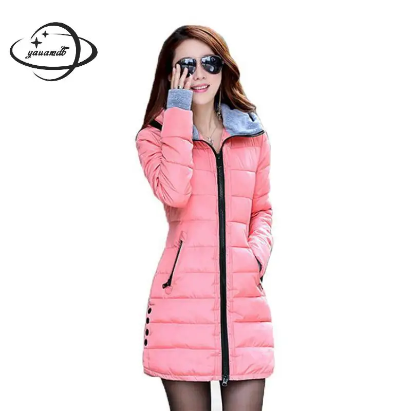 

Yauamdb Women Parkas 2017 Autumn Winter Size M-3xl Female Hooded Cotton Jackets Ladies Slim Coat Solid Long Pocket Clothing Y64