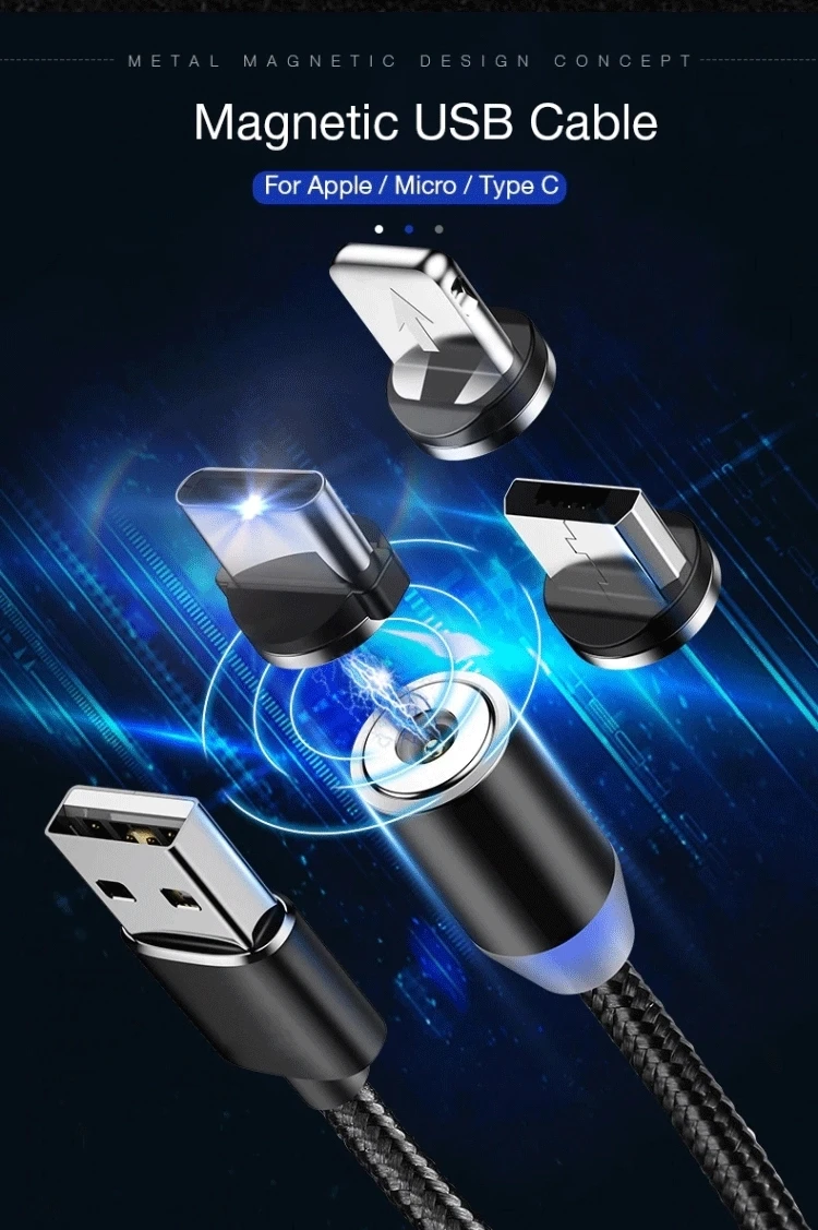 Микро USB C Магнитный кабель 1 м супер быстрая зарядка телефона тип-c магнитное зарядное устройство Microusb для iPhone samsung кабели для мобильных телефонов