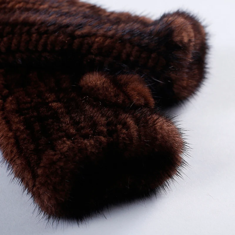Женские вязаные перчатки из натурального меха норки 40 см| |
