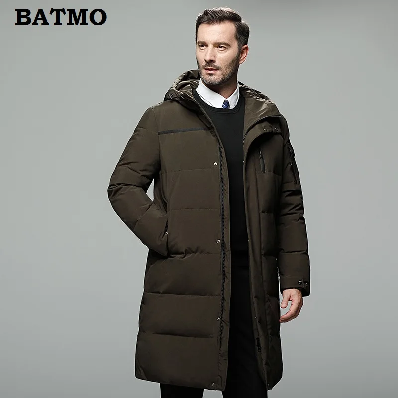 

BATMO 2018 new arrival winter high quality thiked warm white duck down hooded long jackets men,winter gray parkas men MY866