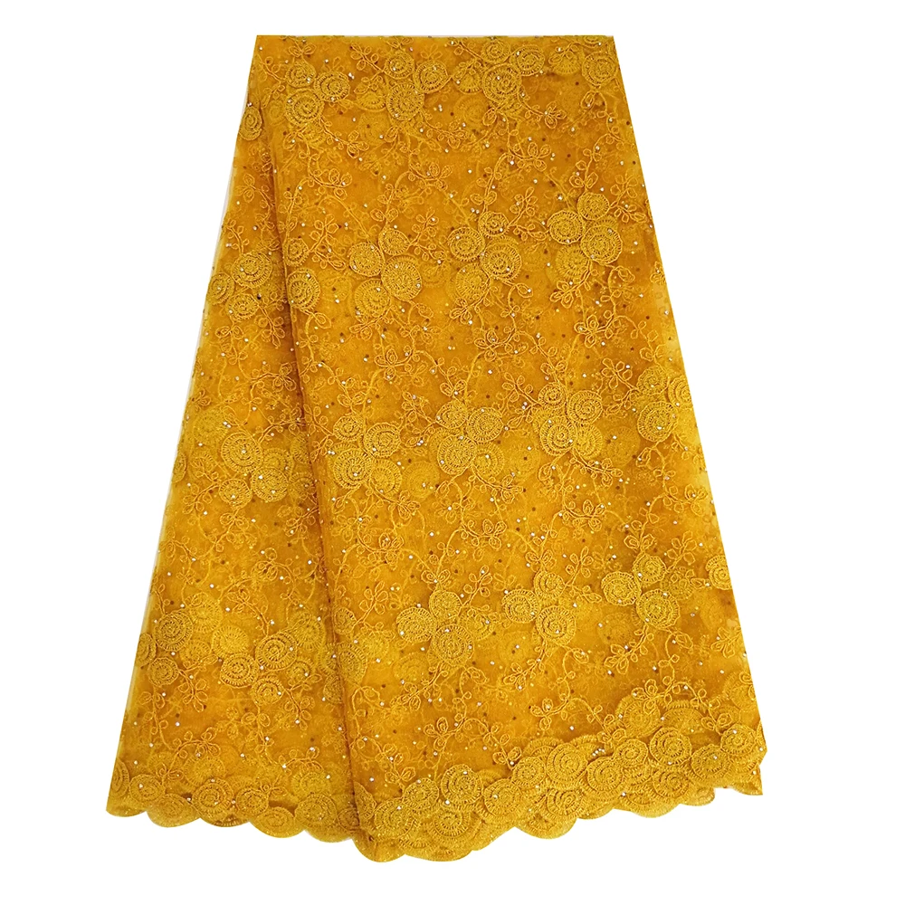 5 ярдов Золотой шнурок кружева ткань вышивка африканская гипюровая кружевная с