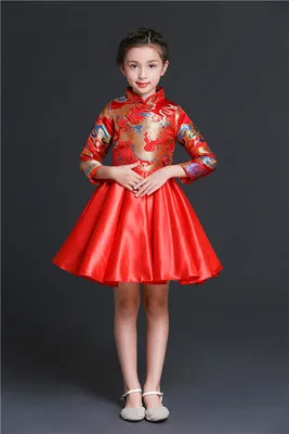 6 Костюмы для хора в китайском стиле, одежда для выступлений guzheng, детское платье принцессы cheongsam, платье для девочек, пышная юбка - Цвет: 6