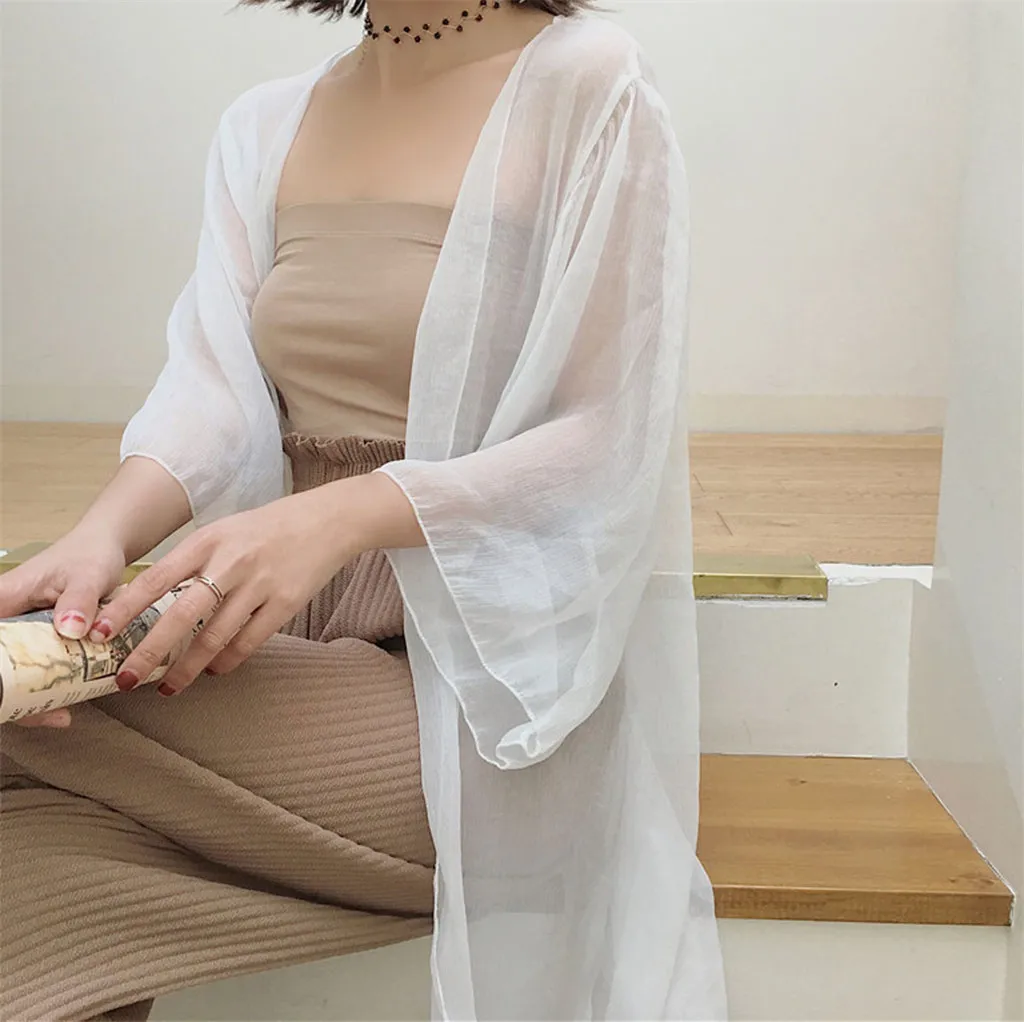 Летняя модная Солнцезащитная блузка с расклешенными рукавами повседневные