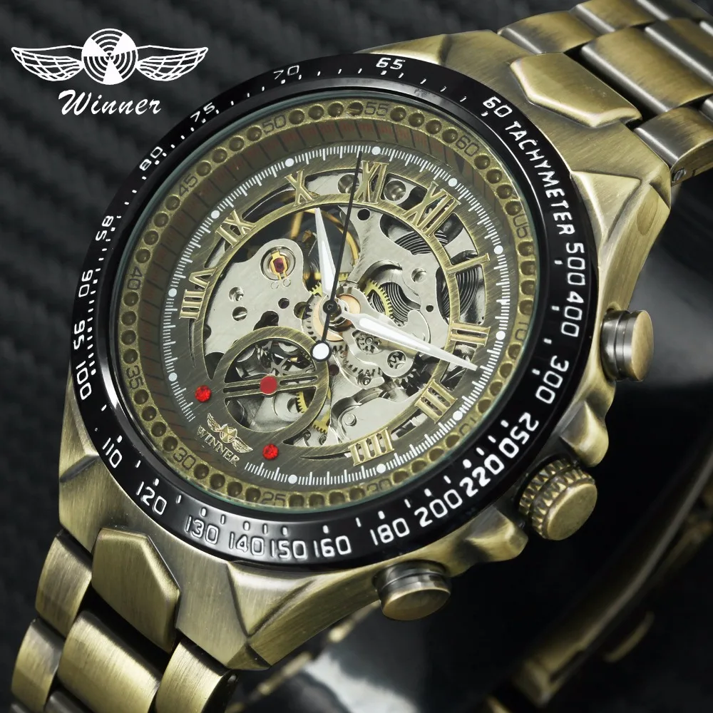 WINNER официальный бренд класса люкс винтажные часы в стиле панк Мужские