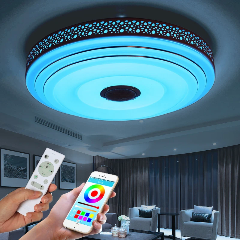 Музыкальная лампа современный светодиодный люстра люстры с Bluetooth управлением