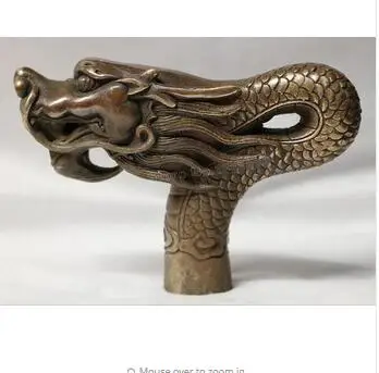 

100% brass Pure Copper Brass Grandpa Good Lucky Qing Ming China Handwork Carving BRASS Dragon Cane Head Walking Stickroom