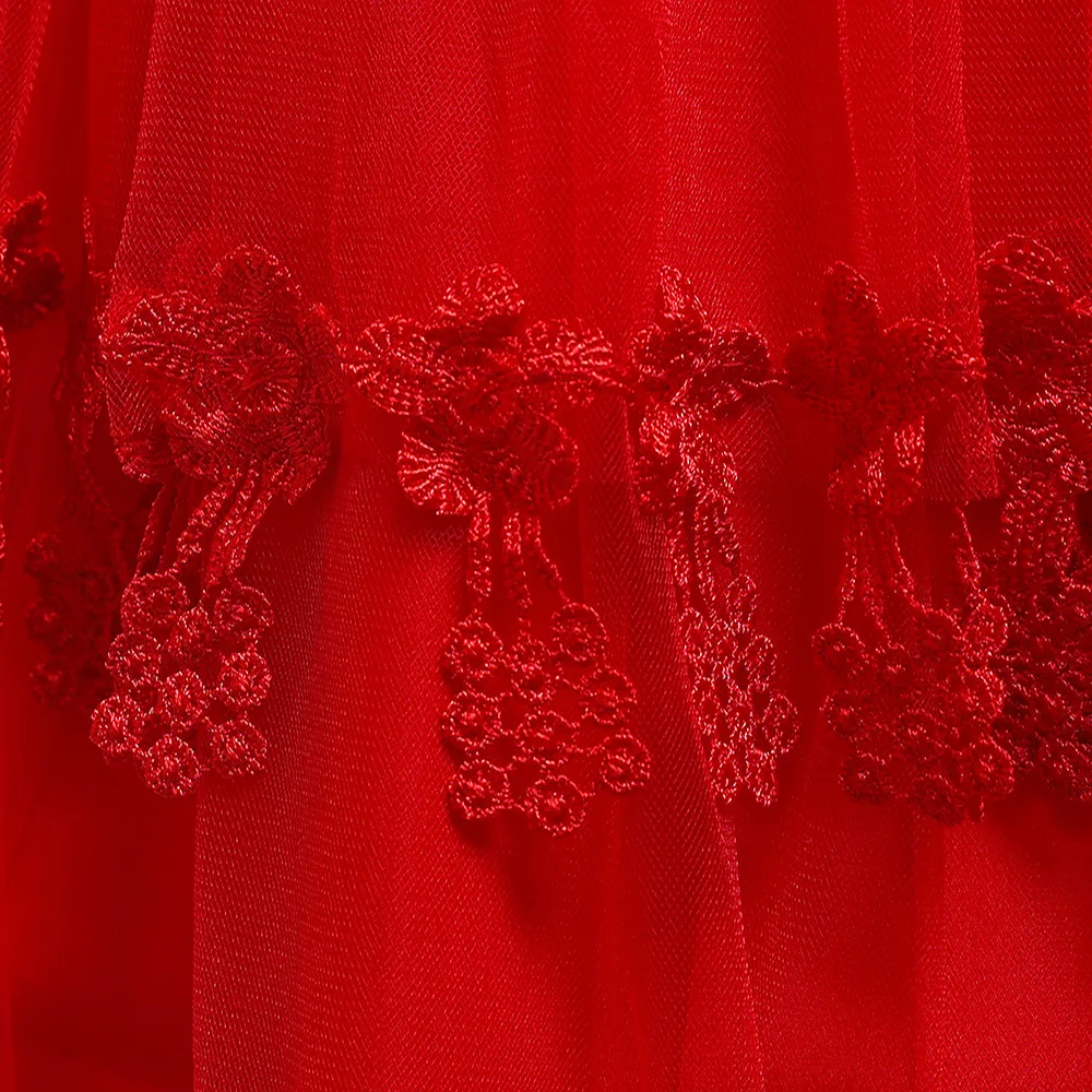 

Ballgown Lace Red Kids Formal Wear Princess Birthday Gowns Dresses for 3-10 Year First Communion Dresses