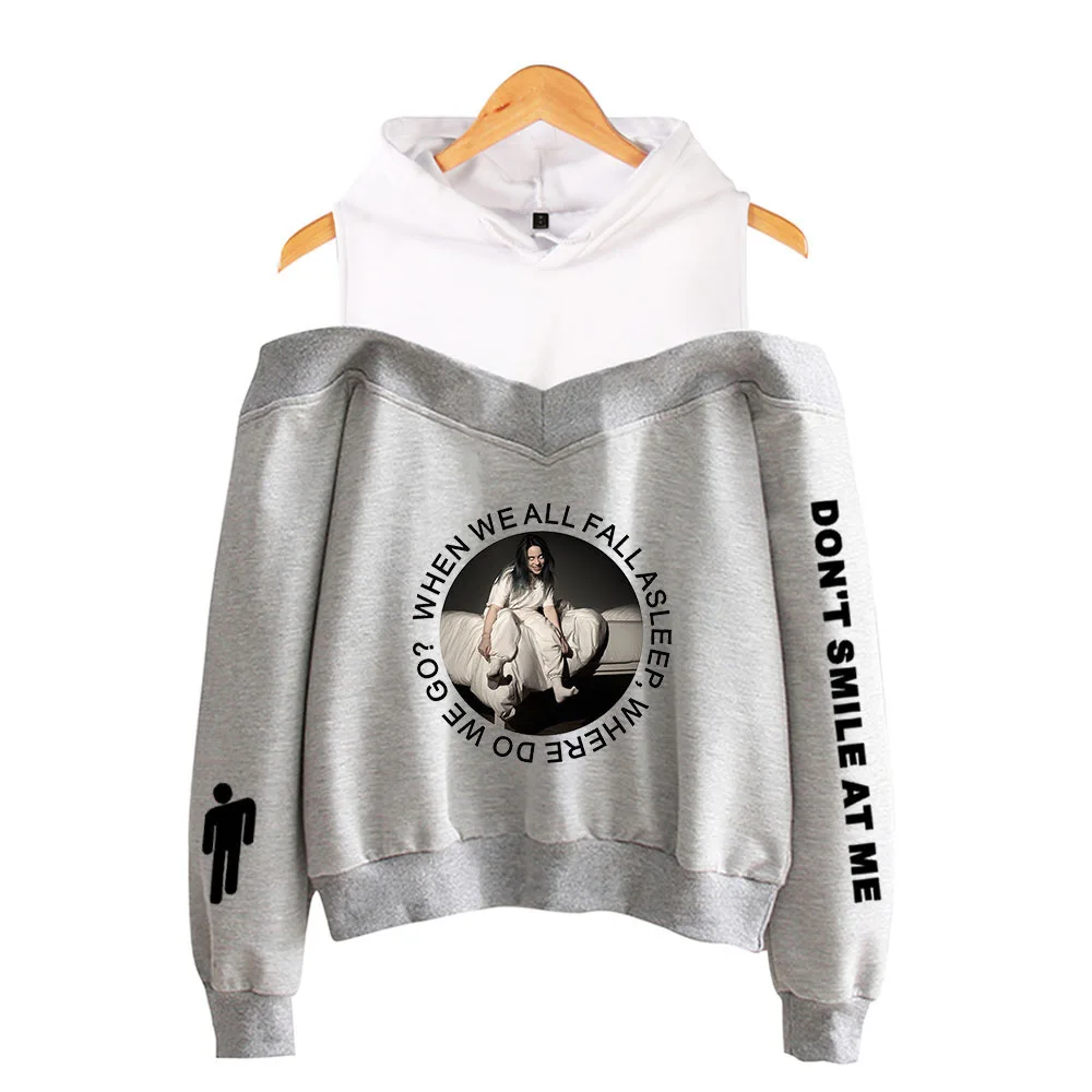GKGZ 2019 Billie Eilish толстовка женская с открытыми плечами и принтом толстовки одежда