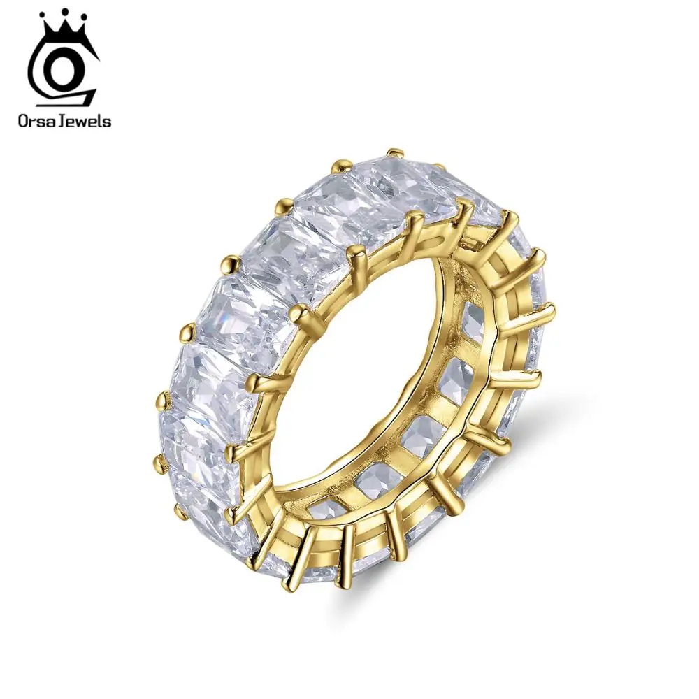 ORSA JEWELS женское кольцо обручальное и обручальное кольцо Роскошные AAA ослепительный фианит Вечность Кольца Модные женские ювелирные изделия AOR146