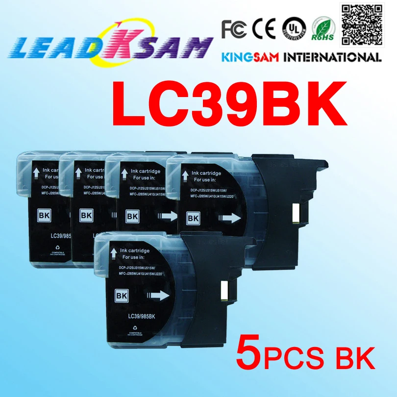 5 шт. LC39 черный Высокое качество картридж с чернилами LC985 LC975 совместимы для Brother MFC