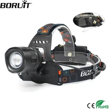 BORUiT RJ-2157 XM-L2 LED Headlamp 3000LM 5-Mode Zoom Headlight Rechargeable 18650 Power Bank Waterproof Head Torch for Camping