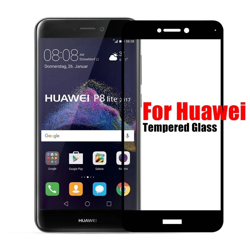 Полное покрытие закаленное стекло для Huawei P10 Lite P8 2017 P9 Plus Honor 6x8 защита экрана цвет