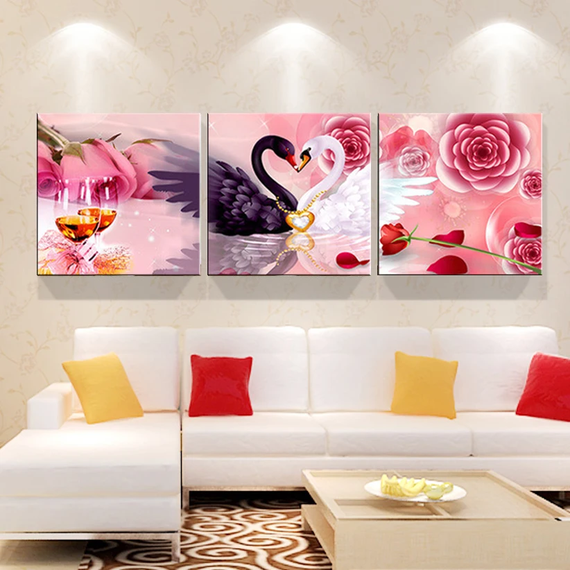 3 шт. (без рамки) Современная живопись на холсте постер с лебедями для гостиной