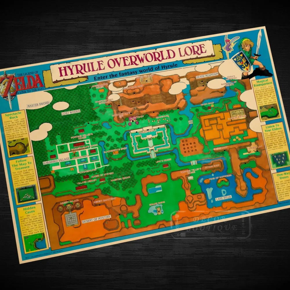 Hyrule Overworld Lore легенда о Зельде видео игра постер ретро холст DIY настенные наклейки