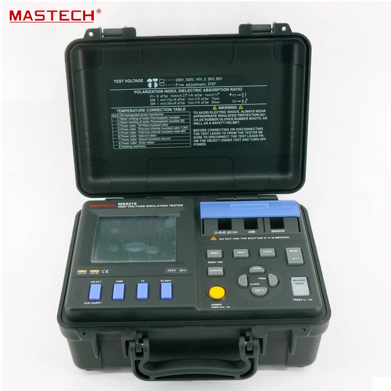 MS5215 высокое Напряжение цифровой измеритель сопротивления Megometro Мегаомметр 250 V 5kV
