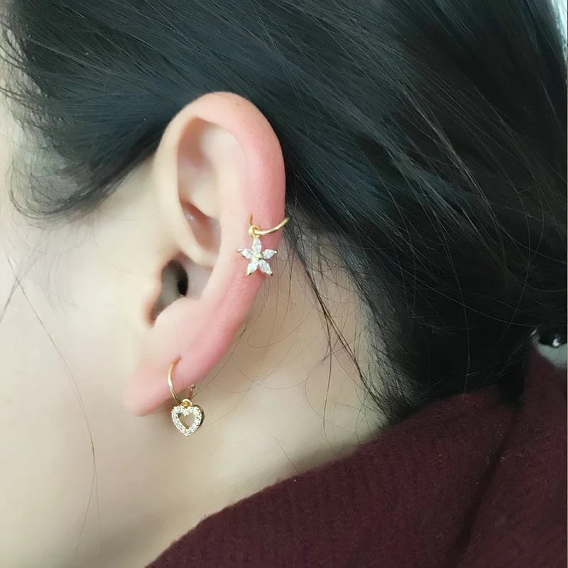 Sellsets Новинка 1 шт Золотое сердце шестиугольник Кристалл tragus daith серьги спиральный для хряща обруч перегородка ноздри пирсинг ювелирные изделия