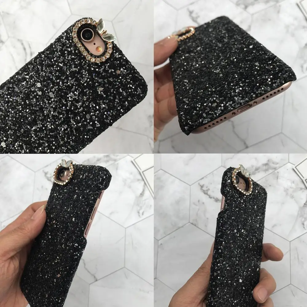 Роскошный блестящий Блестящий жесткий чехол для iPhone X XR XS Max Diamond 6 6s 7 8 Plus задняя