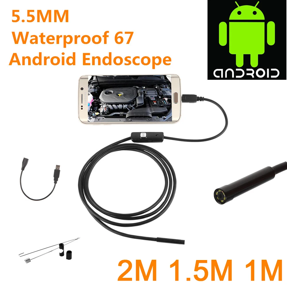 Rovtop эндоскоп USB Android эндоскоп камера водонепроницаемый осмотр бороскоп Гибкая камера 5,5 мм 7 мм для Android ПК ноутбук