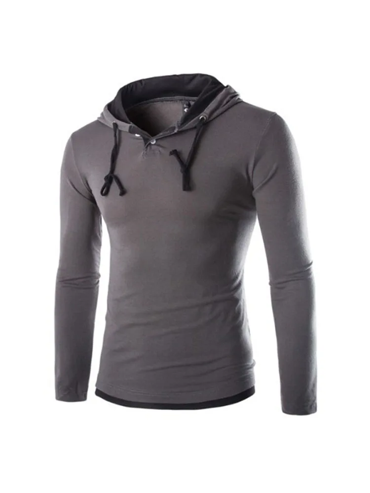 Новинка 2017 Мужская футболка с длинным рукавом и капюшоном модная повседневная