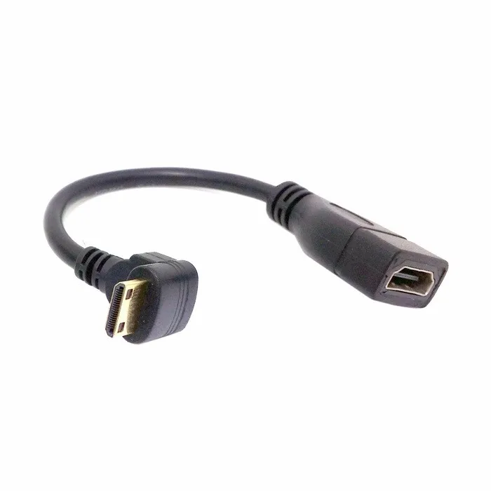 90 градусов вниз прямоугольный мини HDMI штекер к HDMI Женский адаптер кабель 10 см черный