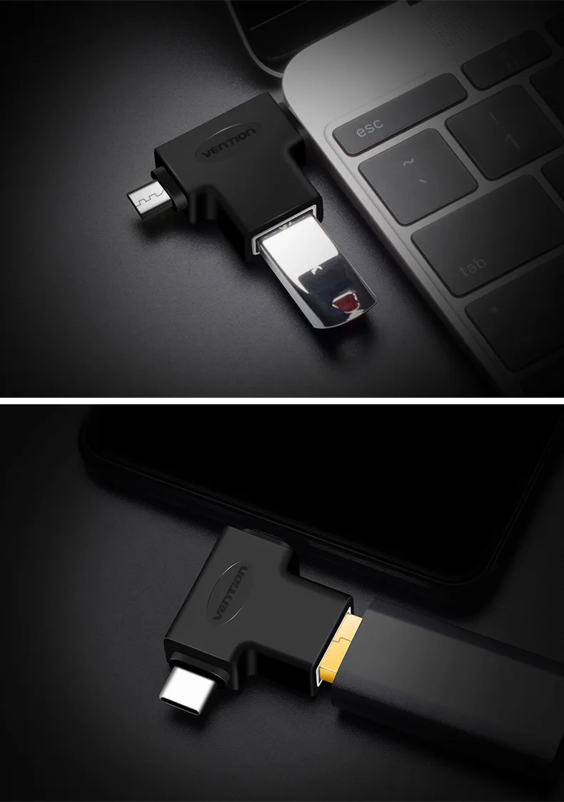 Адаптер Vention USB type C USB 3,0 OTG Кабель-адаптер 2 в 1 Micro USB OTG конвертер для Xiaomi One Plus Nexus 6P все в одном