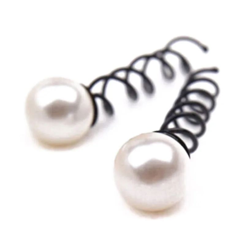 16mm Pearl 6PCS 6 шт./лот, новинка, 12 мм/14 мм/16 мм, жемчужный черный спиральный винт, заколки для волос, заколки для волос - Окраска металла: 16mm Pearl 6PCS