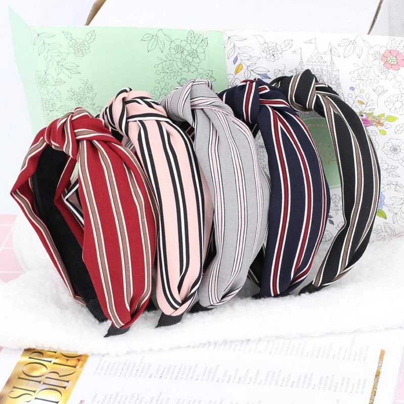 Корейский полосатый перекрестный ободок для волос LOEEL темпераментная модная