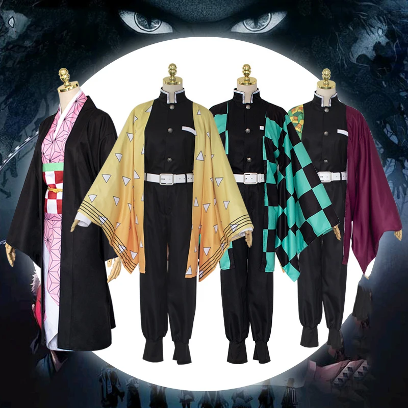 Демон убийца Kimetsu без Yaiba аниме Косплэй костюм комплект кимоно камадо Tanjirou