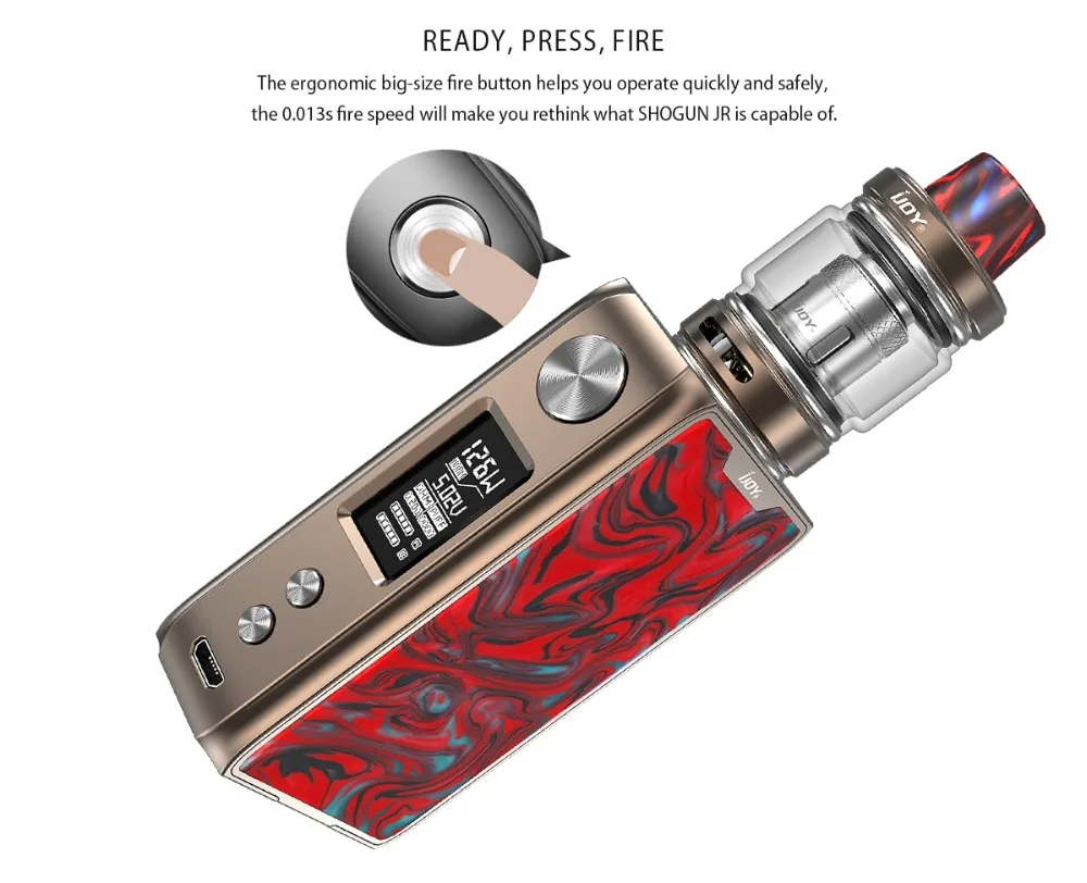 Оригинал IJOY SHOGUN JR Kit 126 Вт TC Mod Box Vape с Subohm TANK Mesh Coil электронная сигарета