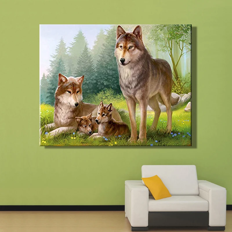 Рисуй по номеру Wall art живописи номерам с рисунком животных тигра волка ручной