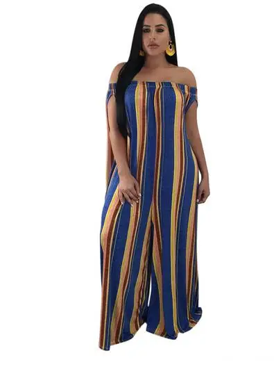 Женские комбинезоны осенние женские Клубные в полоску свободные большие размеры