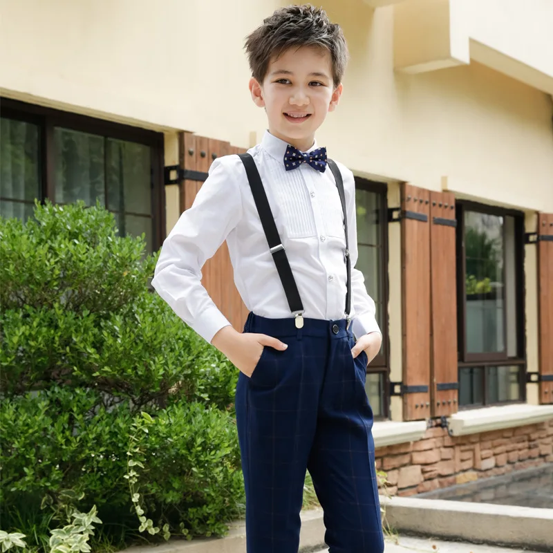 Brand Flower Boys Gentleman Wedding Overall Suits with Bowtie Formal School Performance Suit Dress Bib Pants Shirt Clothes F096 | Детская