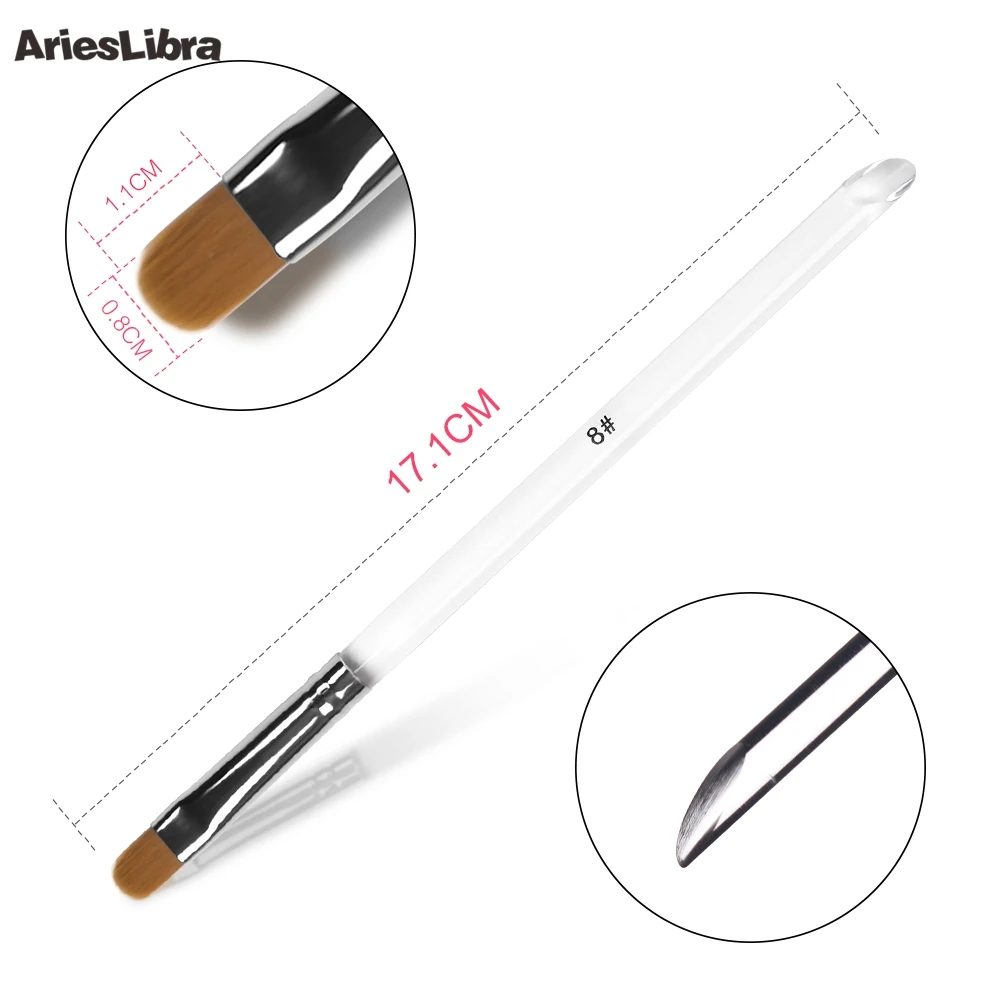 AriesLibra Nail Art Brush Round Head UV Gel Transparent Acrylic Manicure Pen Professional Painting Drawing Tool for Nail Beauty