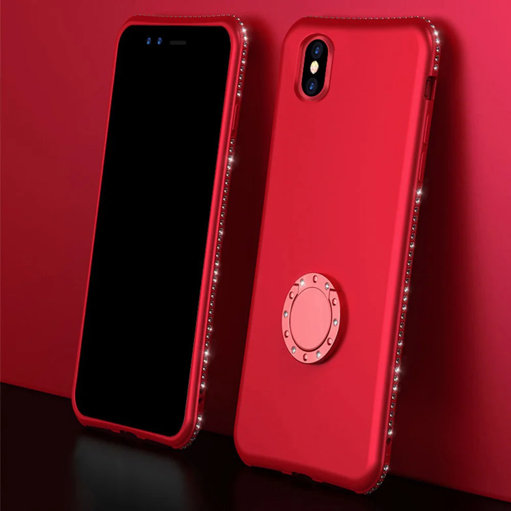 Роскошный блестящий чехол для телефона с бриллиантами iPhone XR X XS Max мягкий из ТПУ