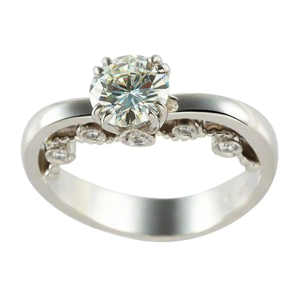 Горячая Мода женщин в форме сердца циркон инкрустированные 4 когти палец кольцо