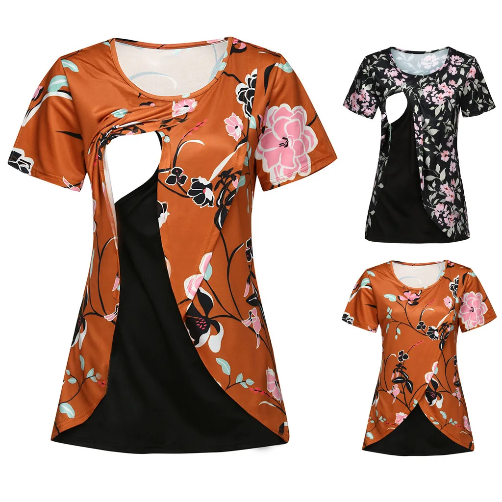 Women Pregnant Maternity Clothes Mom Nursing Top Floral Print Pregnancy Shirt Tops Breastfeeding Ropa Embarazada | Мать и ребенок