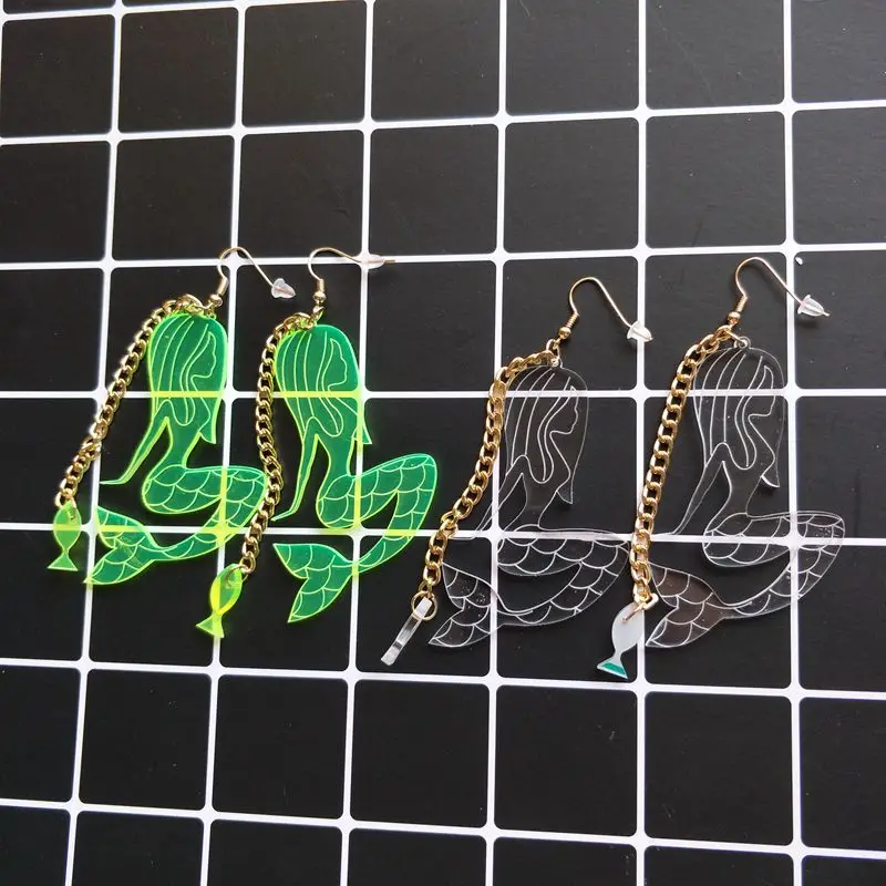 Женские акриловые серьги-подвески с кисточками и металлической цепочкой три