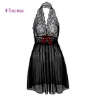M L XL XXL 3XL 5XL 6XL размера плюс женское кружевное сексуальное нижнее белье с глубоким V-образным вырезом Горячее Эротическое Прозрачное платье с бантом порно костюмы ночная рубашка